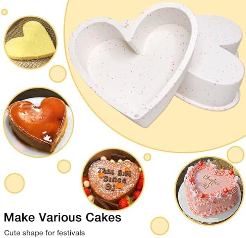 Alimat PluS 8 Inch Heart Shaped Cake Pans Set of 2 with Hanging Hole(White)