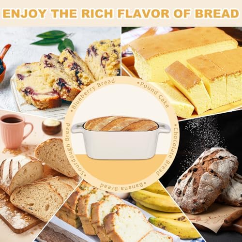 Oval Enameled Cast Iron Dutch Oven with Lid - 3.6QT Sourdough Bread Pans for Baking