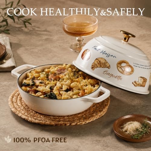 CAROTE Enameled Cast Iron Dutch Oven, 5QT Pot with Lid & Gift Box