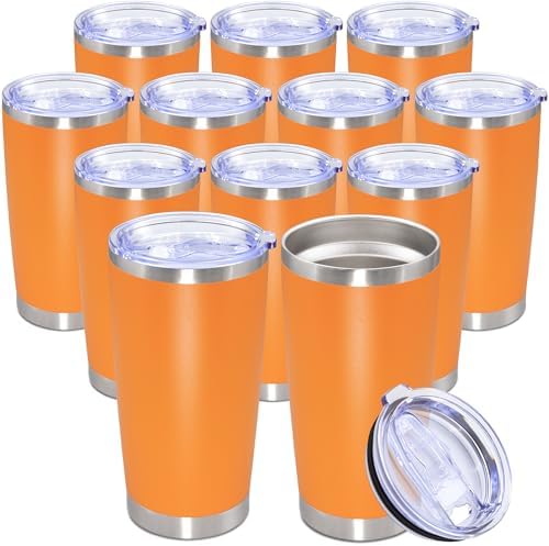 20oz Tumbler Stainless Steel Tumbler Coffee Tumbler with Lid Orange, 12P