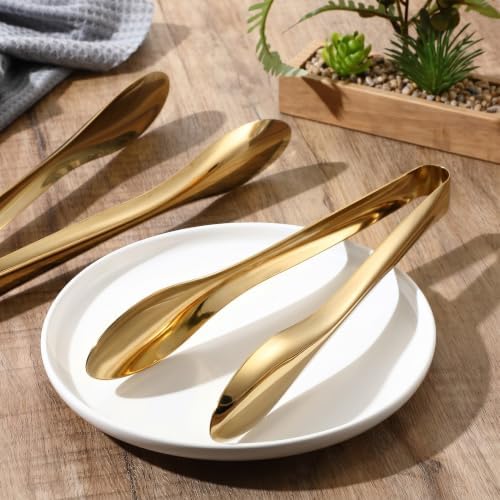 2 Pack Gold Polished Serving Tongs 9 Inch,12 Inch
