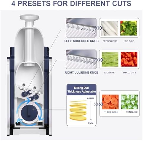SupMaKin Safe Mandoline Slicer for Kitchen,Adjustable Potato Slicer 1-8 mm
