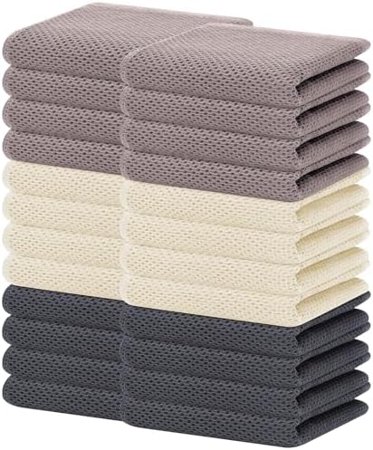 Homaxy 100% Cotton Waffle Weave Kitchen Dish Towels 24-Pack, Mixed Color