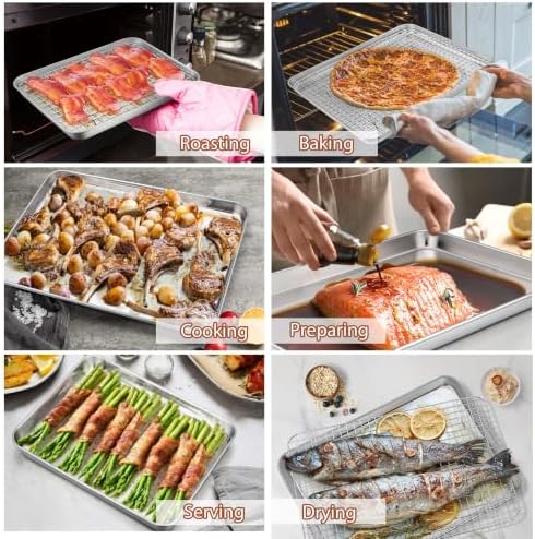 P&P CHEF 19.6 Inch Cookie Baking Sheet Pan with Wire Rack,2 Pcs