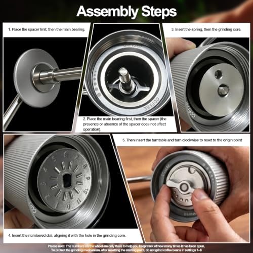 Manual Coffee Grinder, Adjustable Grinding Settings, Stainless Steel Burrs, Portable Hand-Cranked Coffee Grinder, For Espresso, Drip Filter, French Press Filter, Compact And Durable(White)