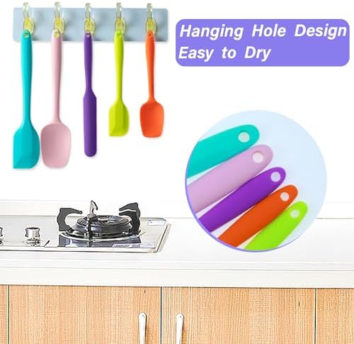 Silicone Spatula Set,5 Piece Food Grade Rubber Spatulas,Macaron Blue