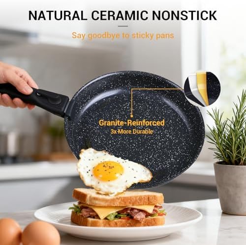 Ammeloo 21Pcs Pots and Pans Set Non Stick with Detachable Handle Frying Pan