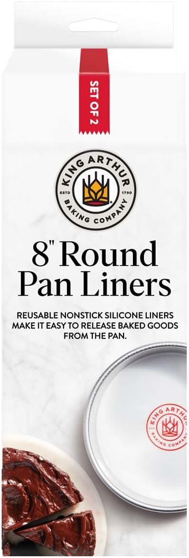 King Arthur Baking Company Round Cake Pan Liners, Oven Safe Reusable Nonstick European-Grade Silicone, 8-Inch, Set Of 2, For Easy Nonstick Cake Release