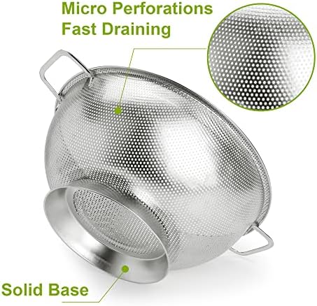 Gulex Colander Stainless Steel 5-Quart, Strainer Kitchen, Dishwasher Safe