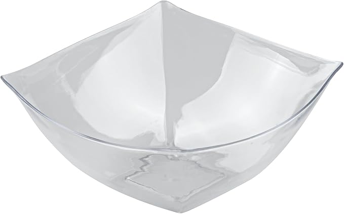 Restaurantware-Moderna 8 Ounce Fancy Plastic Bowls, 10 Square Disposable Salad Bowls - Durable, Heavy-duty, Clear Plastic Bowl, For Warm And Cold Foods