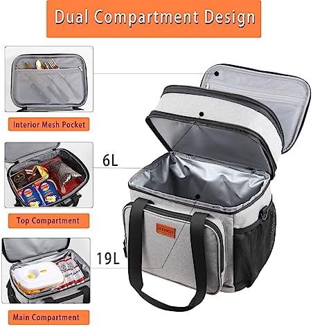 GLENKEY Expandable Lunch Box Insulated Leakproof Cooler Bag Work Outdoor
