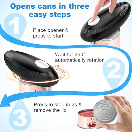 Electric Can Opener, Food Safe Automatic Can Opener with Smooth Edge, Open Your Cans with A Simple Press of Button, Can Opener Electric Kitchen Gifts for Seniors and Arthritis