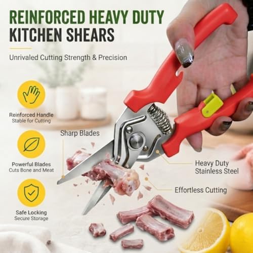 Kitchen Scissors, Stainless Steel Poultry Shears, Sharp Heavy Duty Scissors