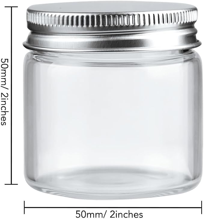 4 PCS Glass Jars with Lid 1.7oz/50ml 2x2 inches for Herb Spice Creams, Beauty Products Storage, 4 PCS/PACK