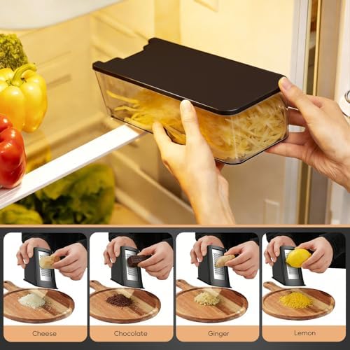 ONCE FOR ALL Safe Mandoline Slicer Pro, Veggie Slicer with Container, Black