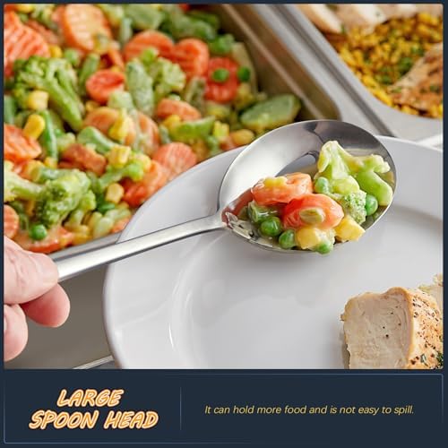 Serving Spoons 8.7 Inches Slotted Serving Spoon Large Cutlery for Catering Buffet, Mirror Polished, Dishwasher Safe, 4 Pieces