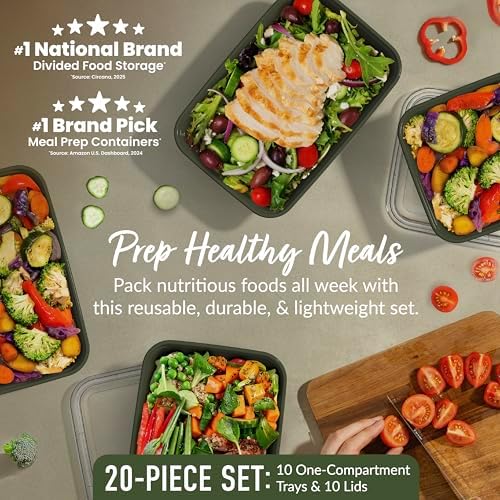 Bentgo Prep Meal Prep Containers with Lids, 20 Piece, PFAS & BPA-Free