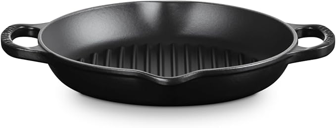 Le Creuset Enameled Cast Iron Signature Deep Round Grill, 9.75", Licorice