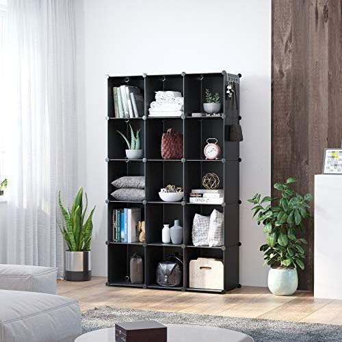 C&AHOME 16 Cube Storage Organizer Cube Shelves Units Storage Cubes, Black