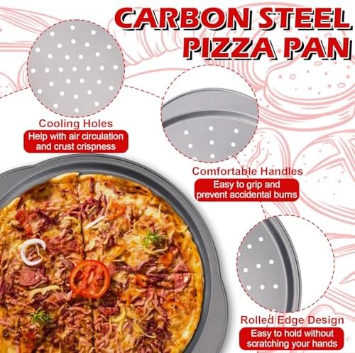 13" Round Pizza Pan for Oven, 2 Pack