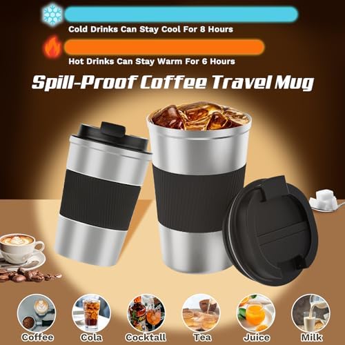 Vacuum Insulated Stainless Steel Travel Coffee Mug,Leak Proof Cup with Lid