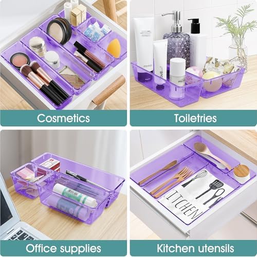 25 PCS Plastic Drawer Organizer Set, Makeup Organizers and Storage Bins
