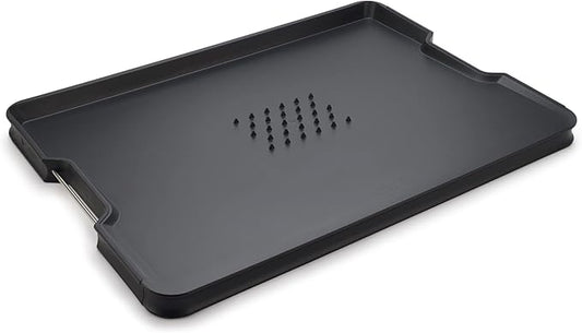 Joseph Joseph Cut&Carve Plus - Non-Slip, Multi-Function, Double-Sided Cutting Board for Food Preparation and Carving- Dishwasher Safe, Extra Large, Black