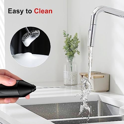 Bonsenkitchen Milk Frother for Coffee, Battery Operated, Black