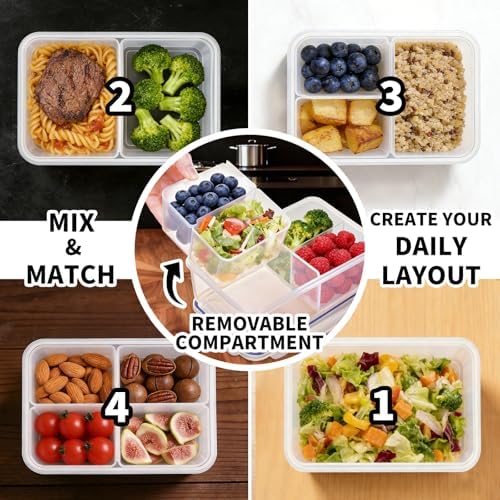 KIGI Food Storage Containers for Meal Prep & Lunch, 4.7 Cup 3 Pack 12-Piece
