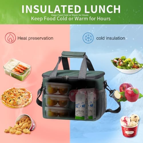 iknoe Insulated Lunch Bag, Foldable 8.5L Cooler Bag for Men & Women, Lunch Box