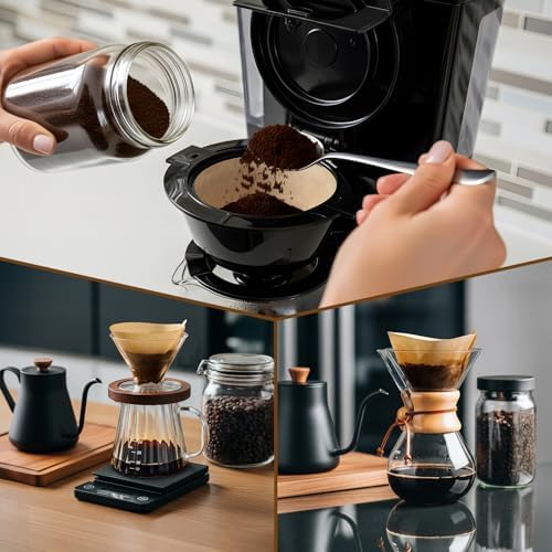 AOZITA #4 Cone Coffee Filters 8-12 Cup, 100 Count Unbleached Natural Coffee Paper Filters, No Blowout, Disposable Coffee Filter for Pour Over and Drip Coffee Maker (Pack of 2)