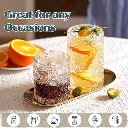 Moretoes Vintage Hobnail Drinking Glasses Set of 12
