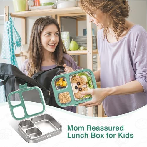 HOMEKOL Stainless Steel Bento Lunch Box, Green, 3.3Cups