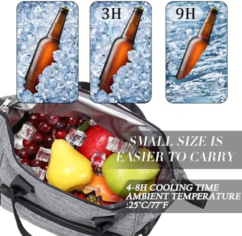 TuErCao Insulated Lunch Bag Soft Cooler Bag for Beach Travel Picnic, Adult Lunch Box for Women for Work, Dark Grey