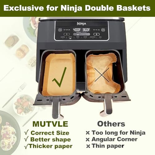 Air Fryer Liners for Ninja Dual, Ninja Foodi Air Fryer Liners Rectangle