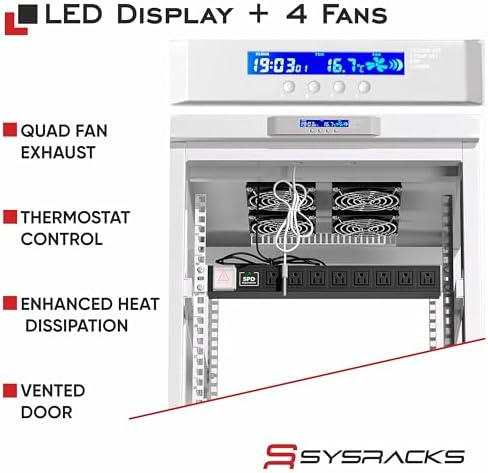 Sysracks 22U Server Rack Cabinet, 35" Deep, Glass Door, 19-Inch