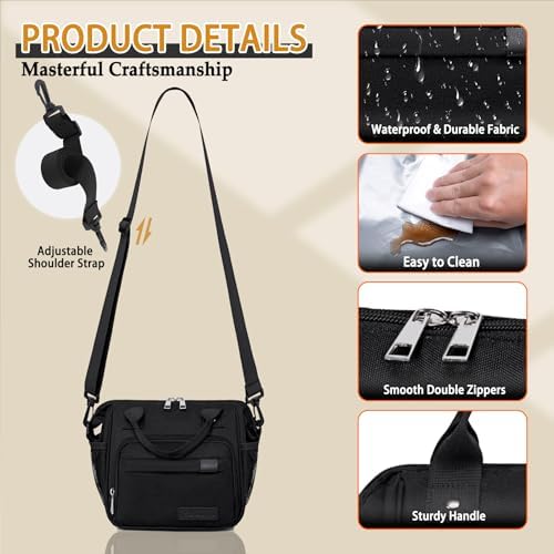 TuErCao Small Lunch Bag Lightweight Insulated Lunch Box for Women Work Portable Soft Cooler for Picnic Travel Road Trips, Loncheras para Mujer, Black
