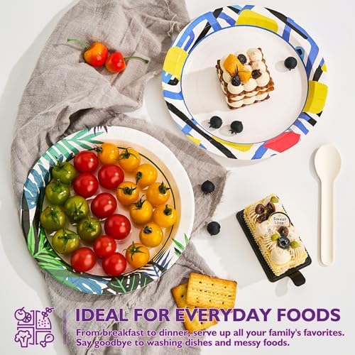 Disposable Paper Plates 8.5 Inch 300 Count, Leaf Pattern
