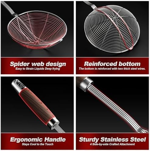 IQCWOOD Spider Strainer Skimmer Spoon Stainless Steel, 6.3"