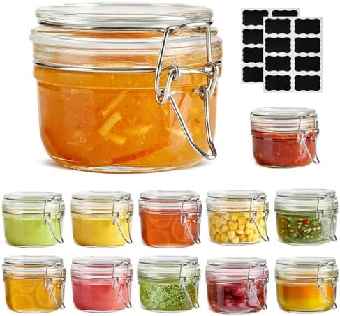 ComSaf Small Glass Spice Jars with Airtight Lids 4 oz 12 Pack Mason Pantry