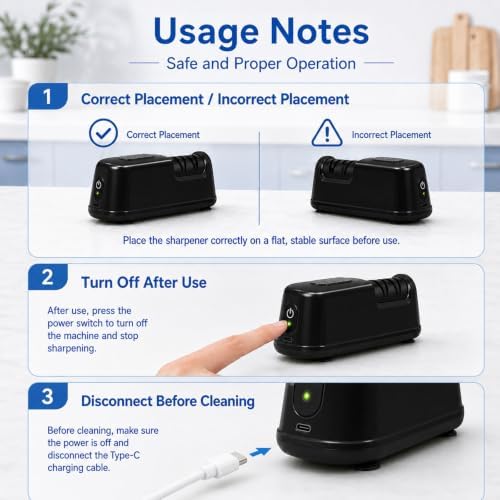 2-Stage Electric Knife Sharpener for Chef Knives, Black