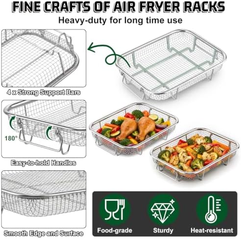 P&P CHEF 9.8 Inch Air Fryer Basket for Oven, Air Fryer Rack, 3 Pieces