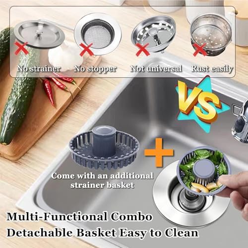BAOLSLS 3 in 1 Kitchen Sink Stopper, Pop Up Kitchen Sink Drain Strainer
