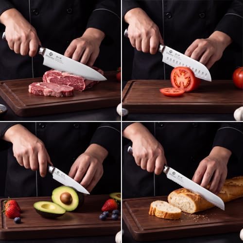 imarku 5PCS Kitchen Knife Set, Japanese Knife Set with Pakkawood Handle