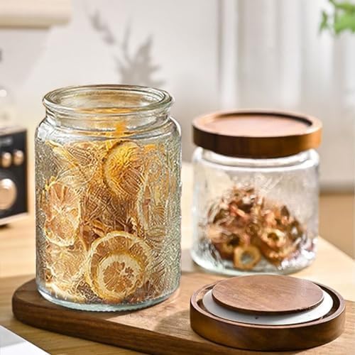 Vintage Glass Jar with Lid Airtight Candy Coffee Canister Food Storage Set