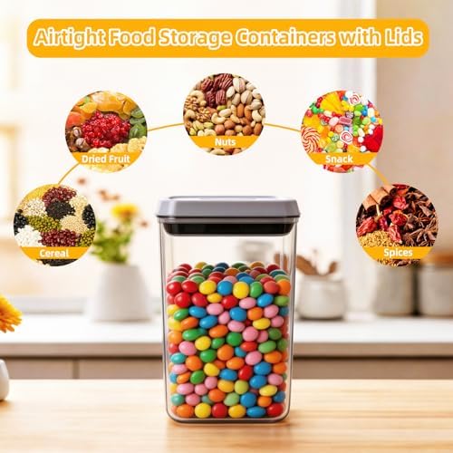 Pop Push Button Airtight Food Storage Containers 3 Pack (1.8Qt)