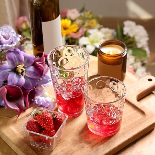 Moretoes Circle Drinking Glasses Set of 12 Clear Water Glass Cups