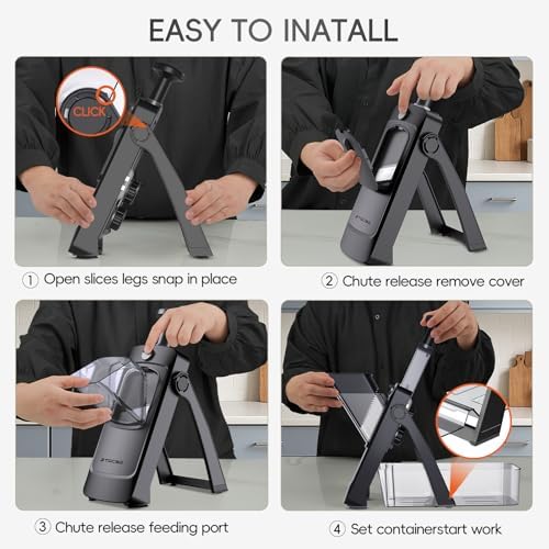 Safe Mandoline Slicer for Kitchen, Vegetable & Food Cutter, Easy to Clean
