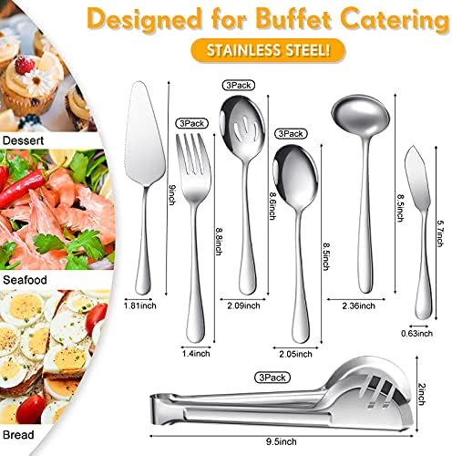Patelai Serving Utensils Set, Silver, 15 Pieces