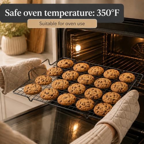 4 Pack Heavy-Duty Wire Cooking Rack Baking Racks with Handle 14.1" x 10.7"
